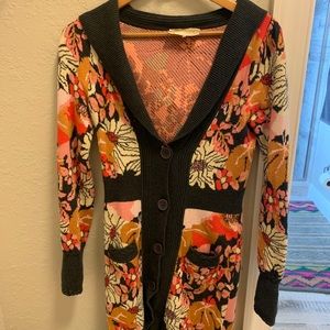 Anthropologie Lia Molly floral sweater cardigan XS